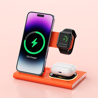 3 IN 1 15W Wireless Charging Charger Magnetic Desktop Night Light Iwatch Fast Charging Stand Gift Customization